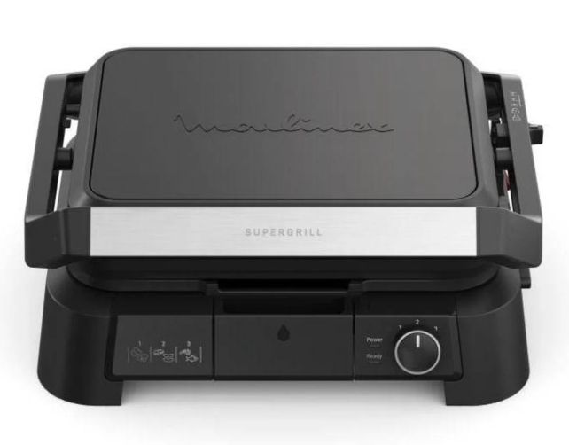 Parrilla con Placas MOULINEX Supergrill GI5108F0 (3 en 1 - 2000 W - Negro)