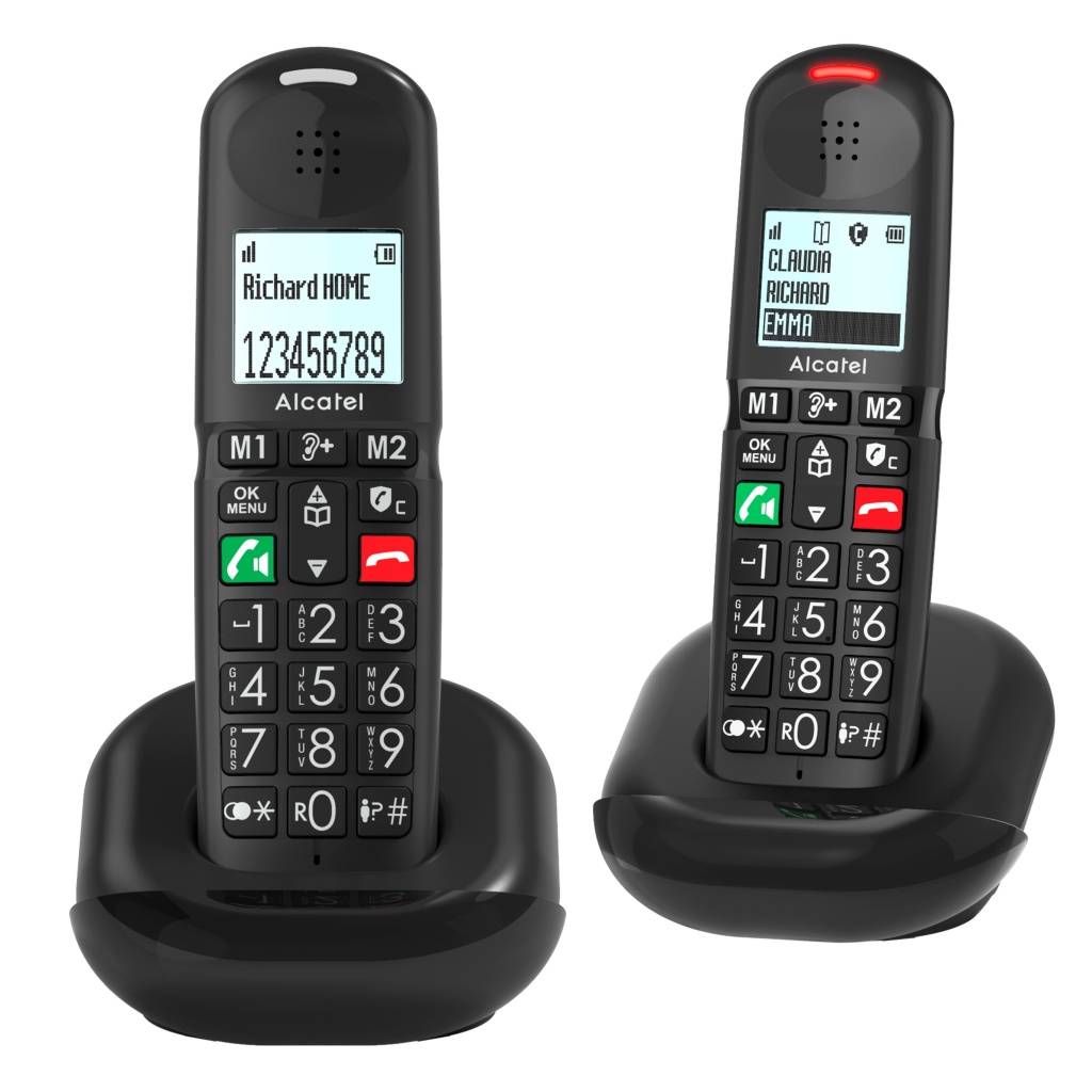Alcatel XL685 dúo BLK - Teléfono inalámbrico DECT con botones y teclas grandes, amplificador de audio, pantalla grande, manos libres, bloqueo de llamadas no deseadas.
