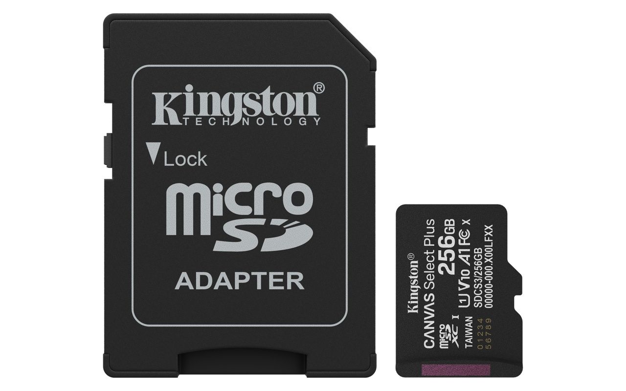 Kingston Technology 256GB microSDXC Canvas Select Plus Gen3 150MB/s A1 (Incluye adaptador de SD)