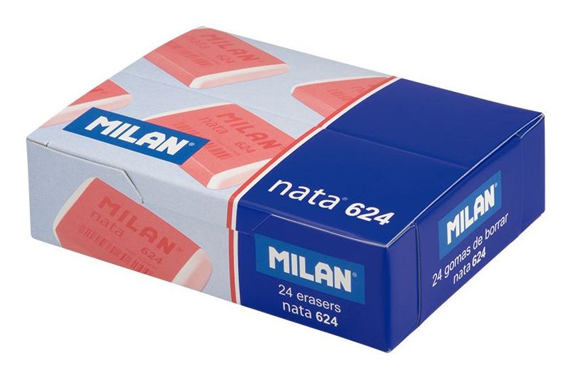 Milan Caja 24 gomas nata 624 con banda de celofán rosa