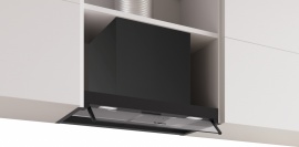 Bosch Serie 4, Campana decorativa integrable, 60 cm, Cristal transparente, Negro mate, DBB65CC60