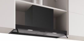 Bosch Serie 4, Campana decorativa integrable, 80 cm, Cristal transparente, Negro mate, DBB85CC60