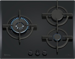 Placa de gas, 60 cm, Cristal templado, Negro, 3ETG663RN Placa de gas con mandos Placa de cocina Balay