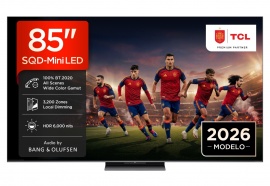 Televisor TCL 85'' HDR6000 SQD Mini LED 144Hz CrystGlow WHVA DV IQ GoogleTV B&O ZeroBorder